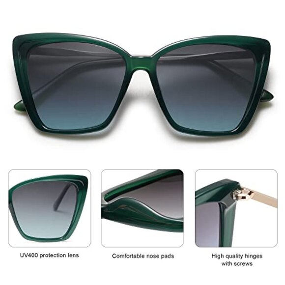 Oversized Square Cat Eye Sunglasses Polarized UV Protection Retro